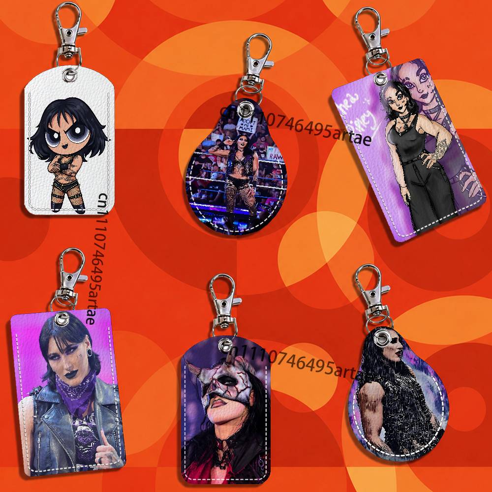 Leather Card Wallet - Mami black Rhea Ripley Cartoon Singer