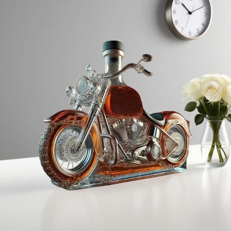 Glass Decanter Whiskey - Motorcycle Style Whisky Decanter,Handcrafted Glass Whiskey