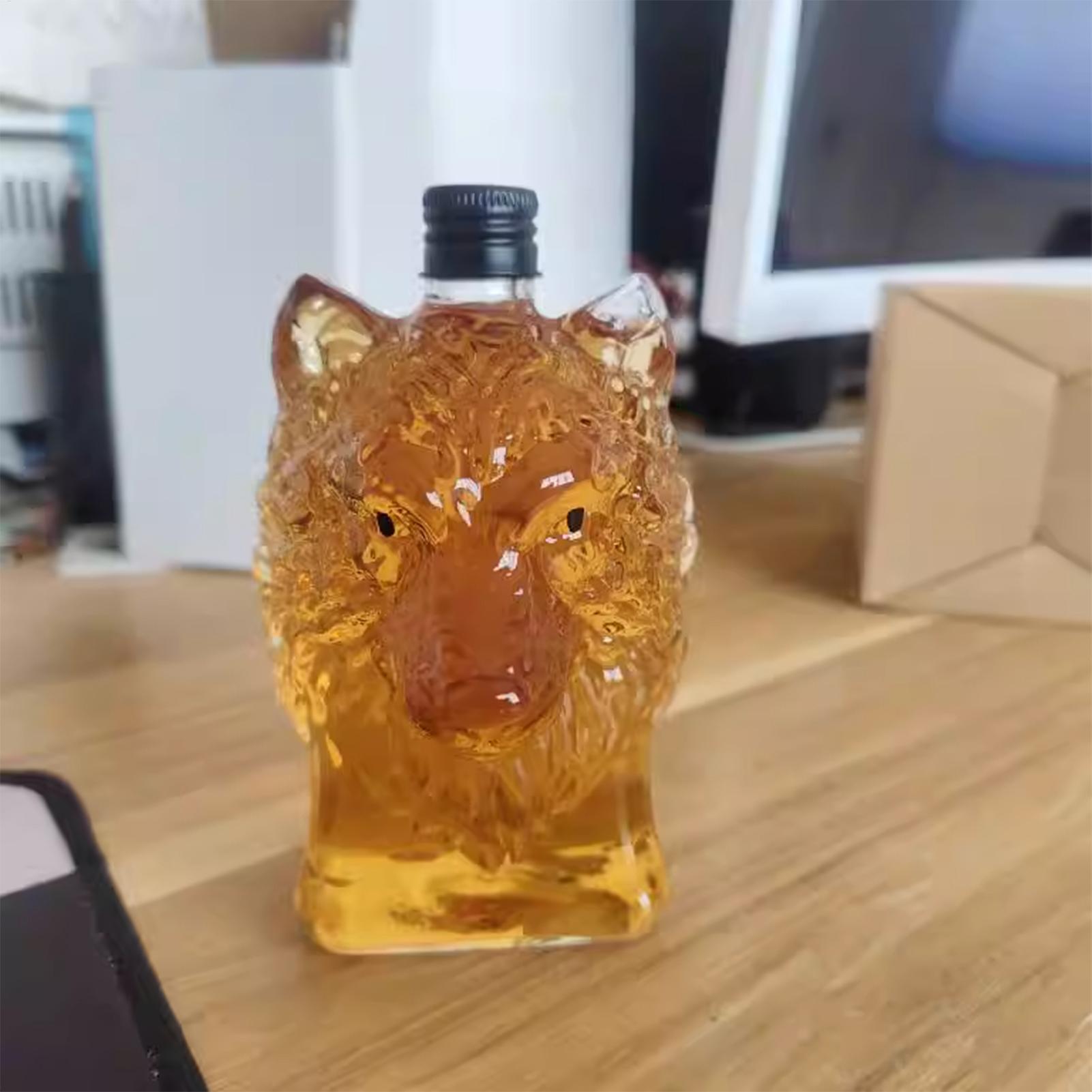 Glass Decanter Whiskey - Wolf Art Statue Wine bottle Whiskey