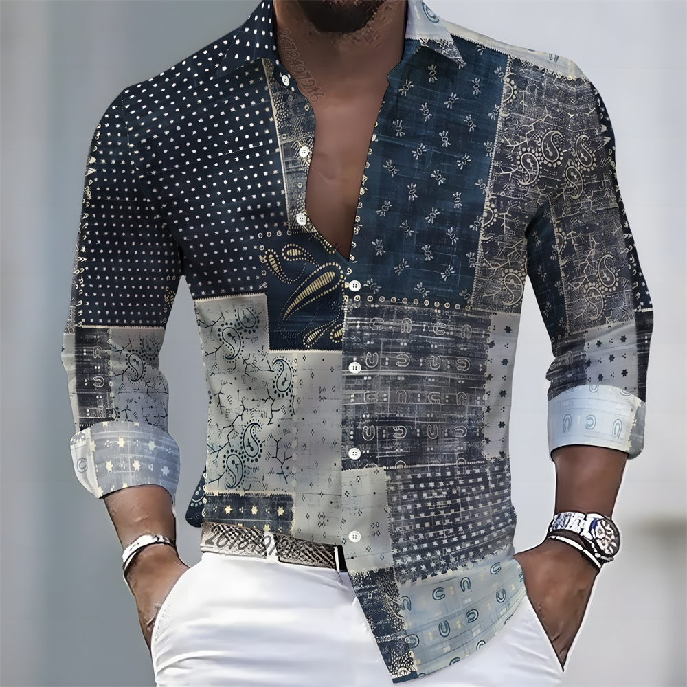 Luxury Lifestyle Men - Men's light luxury style printed long-sleeved