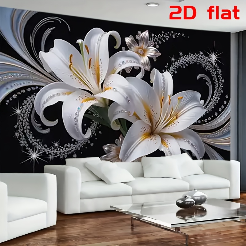 Quiet Luxury Lifestyle - Luxurious White Lilies Floral Tapestry Wall
