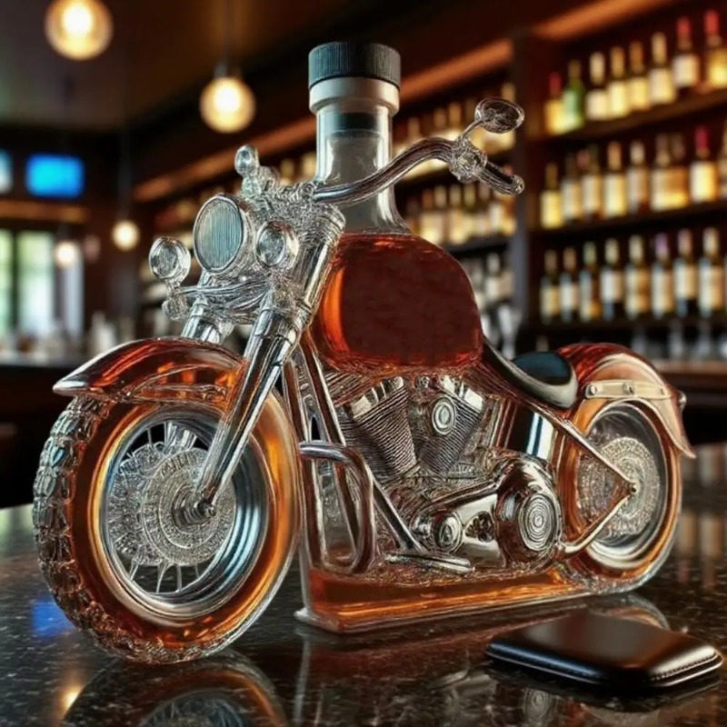 Glass Decanter Whiskey - Motorcycle Style Whisky Decanter,Handcrafted Glass Whiskey