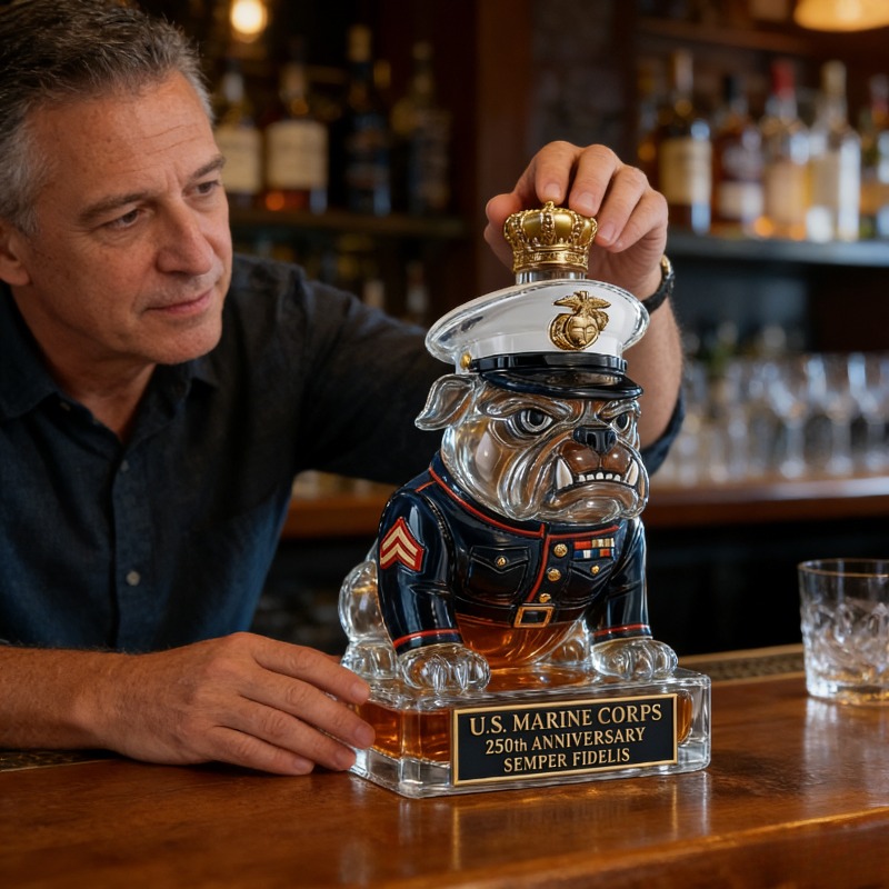 Glass Decanter Whiskey - U.S. Marine Corps Bulldog Whiskey Decanter,