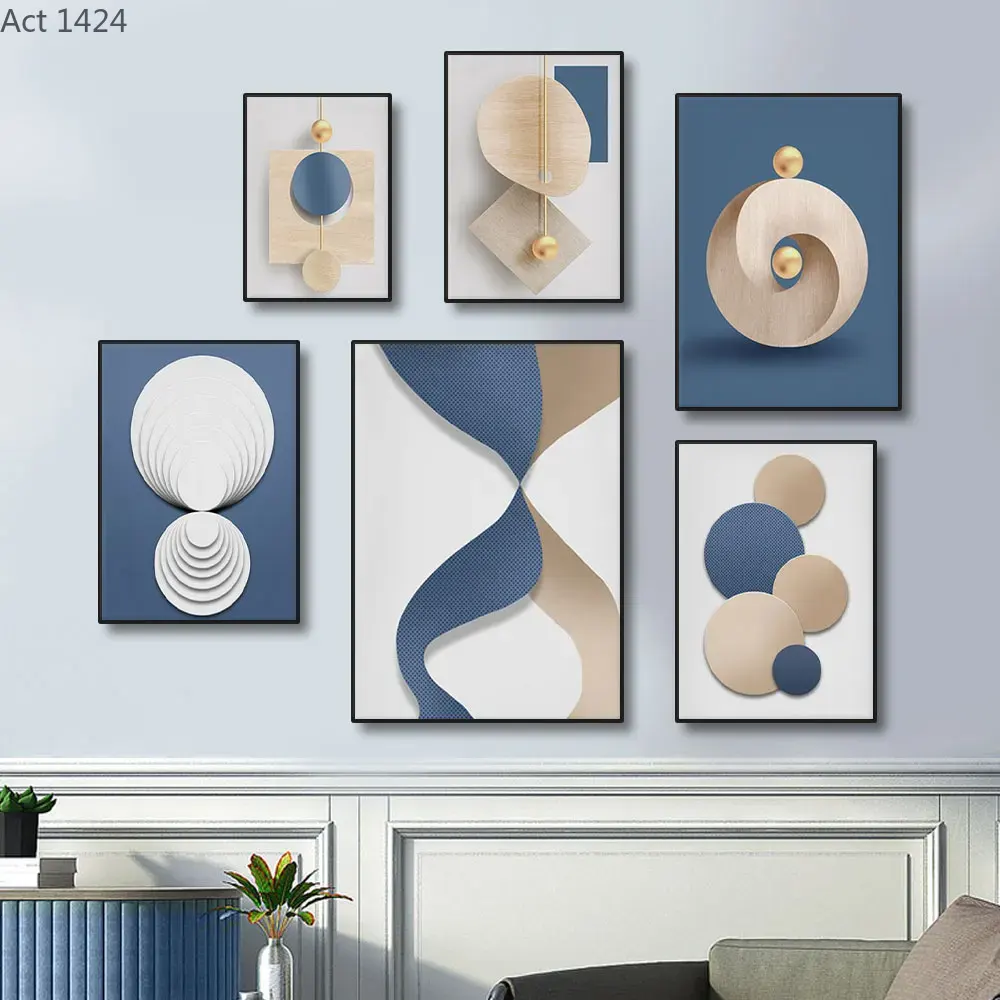 (1pc frameless)Abstract Blue W - Luxury Lifestyle Picture review and price