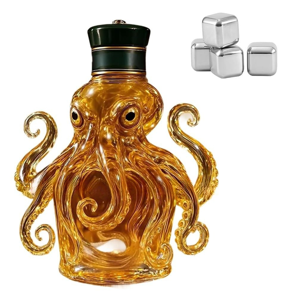 3D Carved Octopus Whiskey Deca - Glass Decanter Whiskey review and price