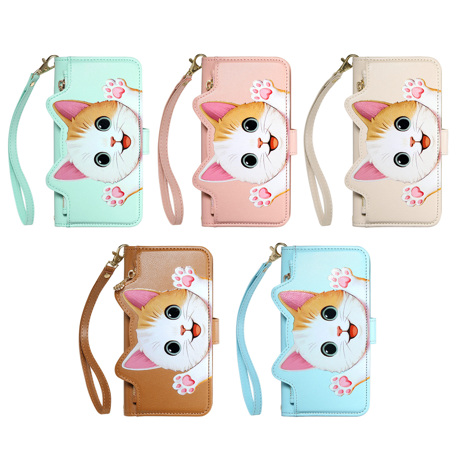 Cute Cat PU Leather Zipper Wri - Leather Card Wallet review and price
